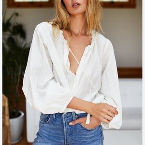 Emerson Fry Swiss dot Bardot top